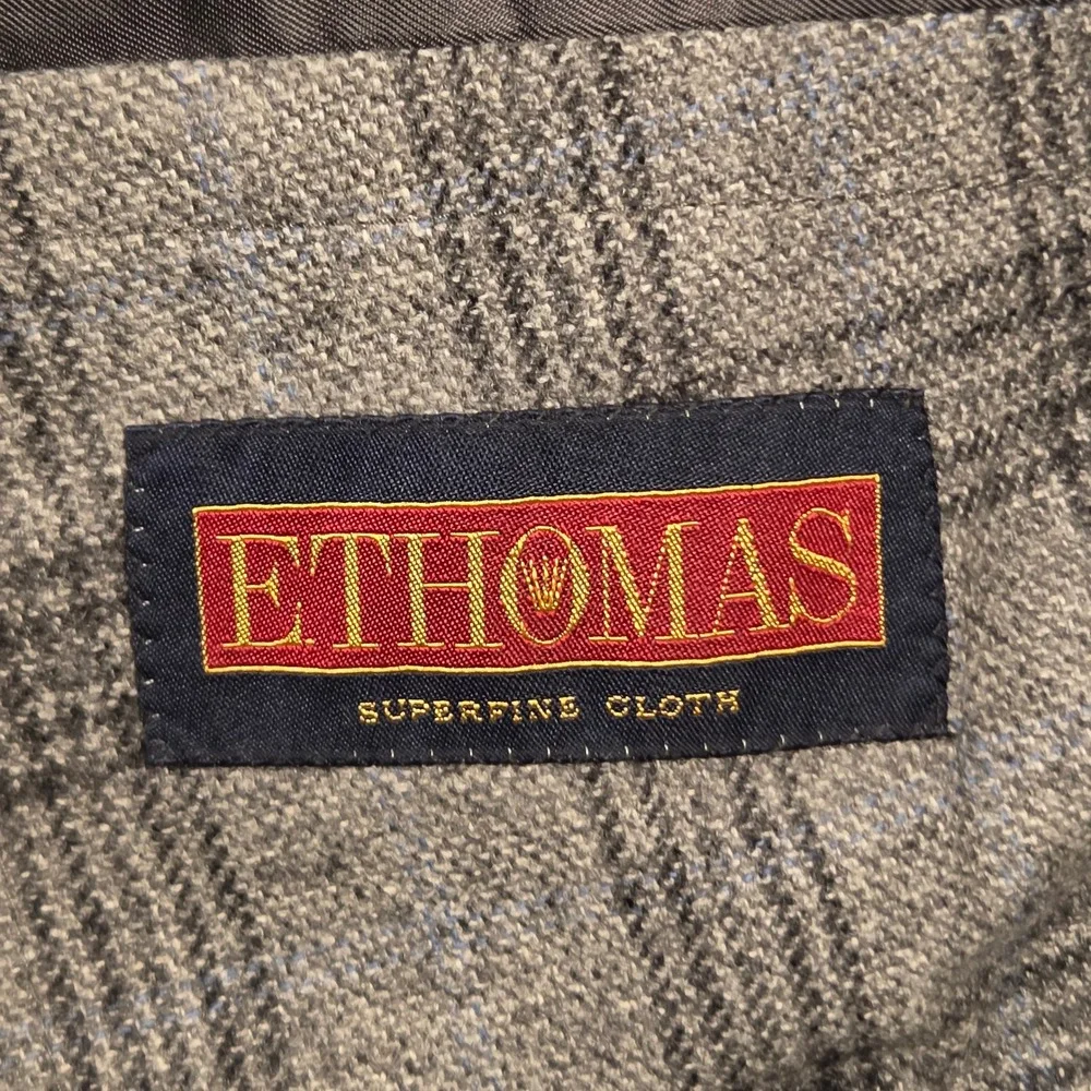 Samuelsohn Blazer E. Thomas Wool Cashmere Plaid Sport Coat Grey 48 Long NWOT